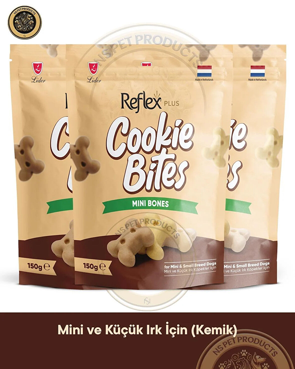 Reflex Cookie Bites Mini Bones 3X150gr Köpek Ödül Maması 3lü Paket