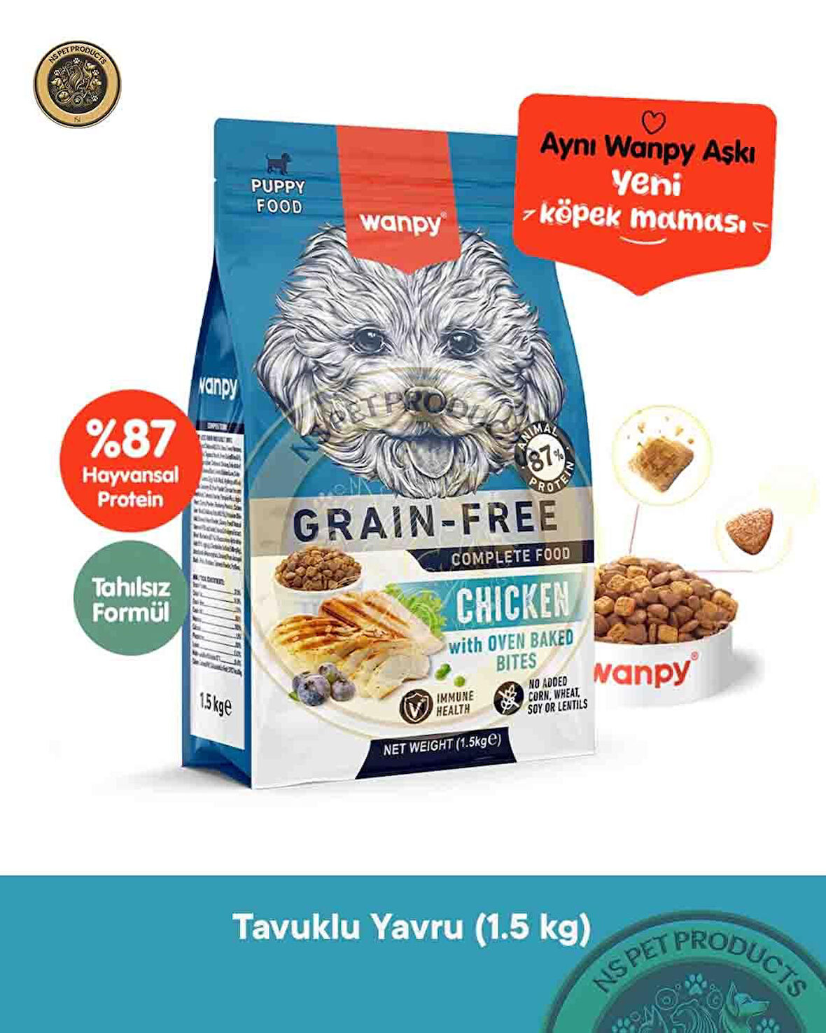 Wanpy Tahılsız Tavuklu Yavru Köpek Maması 1-5 kg