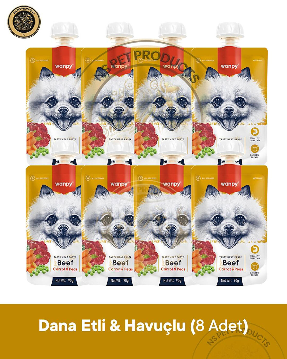 Wanpy Dana Etli & Havuçlu Köpek Ödül Maması 8'li – 90 g × 8 Paket