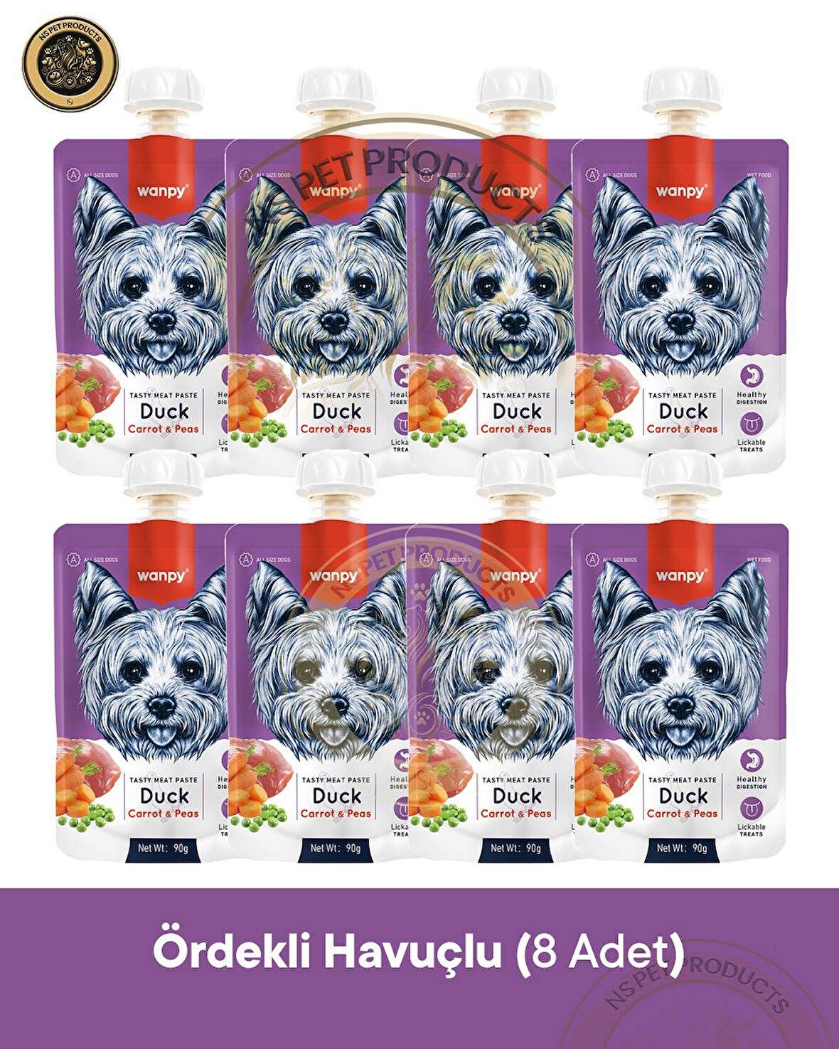 Wanpy Ördekli & Havuçlu Köpek Ödül Maması (8 Adet × 90 g)