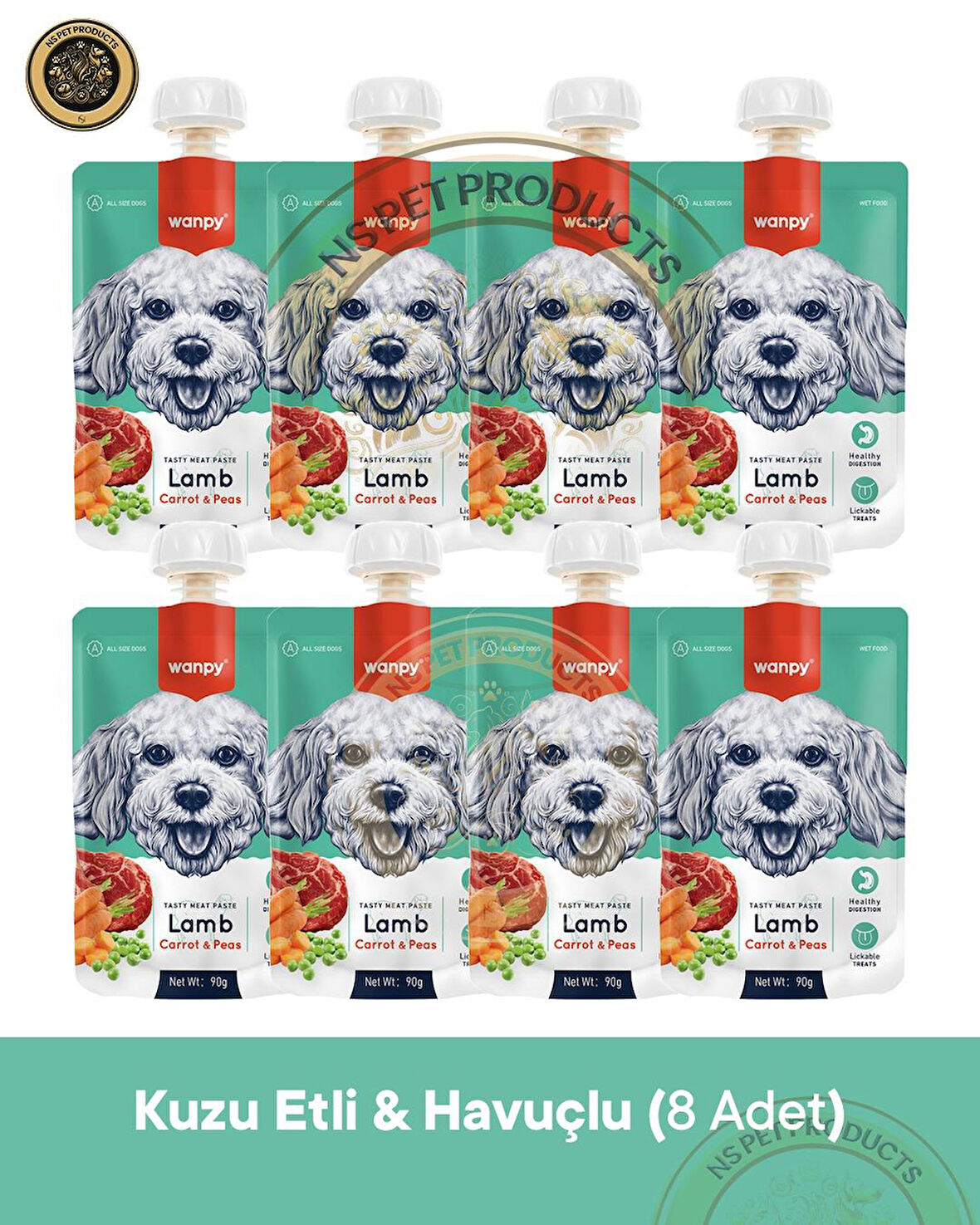 Wanpy Kuzu Etli & Havuçlu Köpek Ödül Maması 8'li – 90 g × 8 Paket