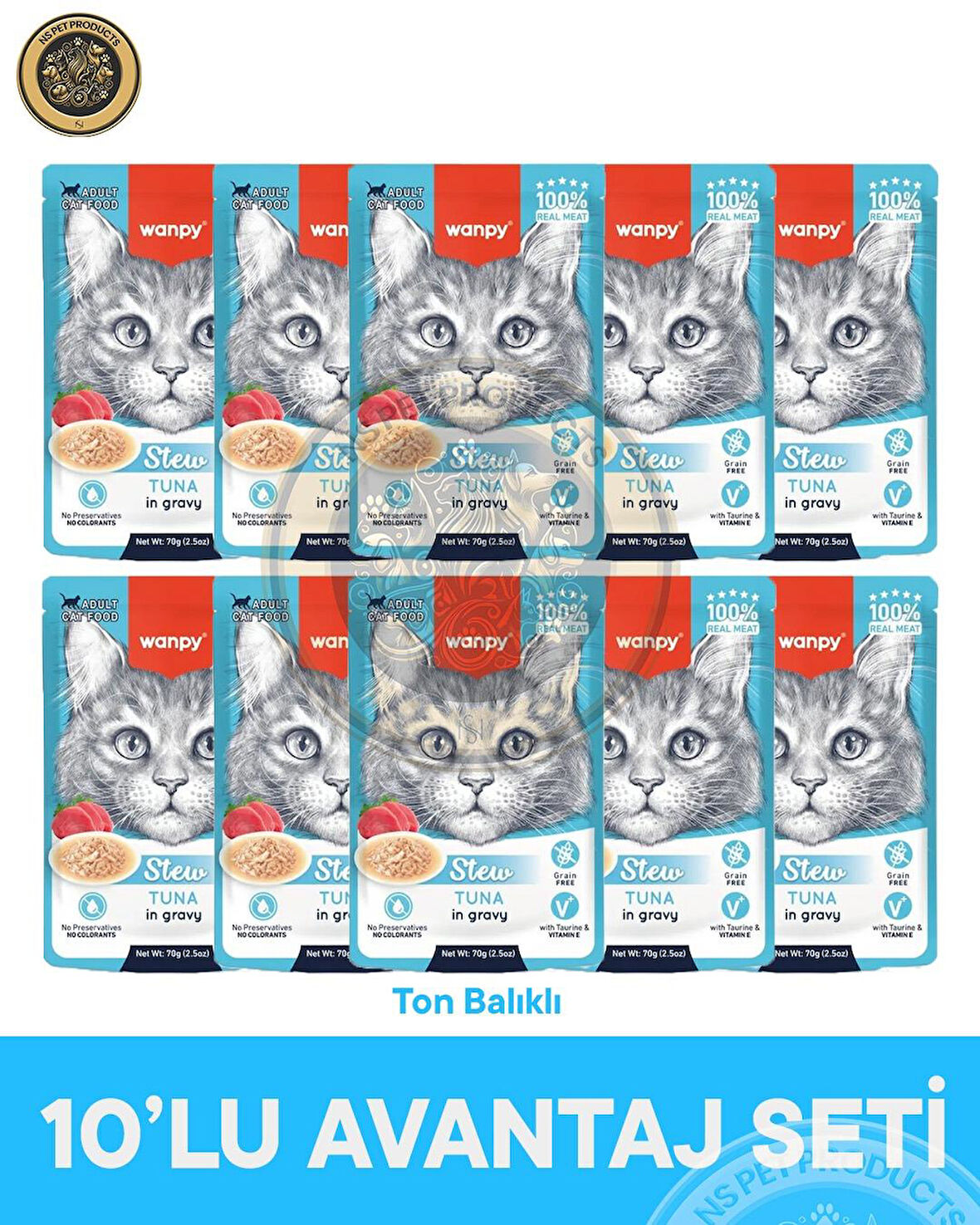 Wanpy Pouch Ton Balıklı Yaş Kedi Maması 10x70gr