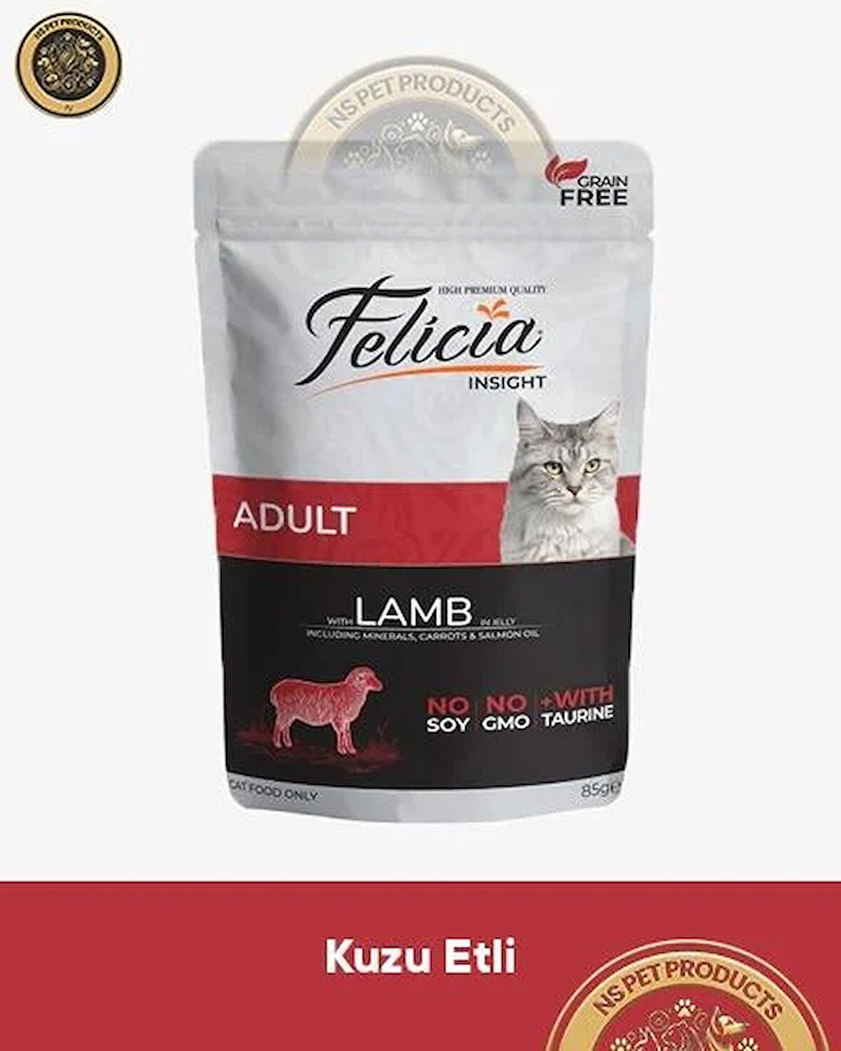 Felicia Pouch Yetişkin Kuzu Etli Yaş Kedi Maması 85gr
