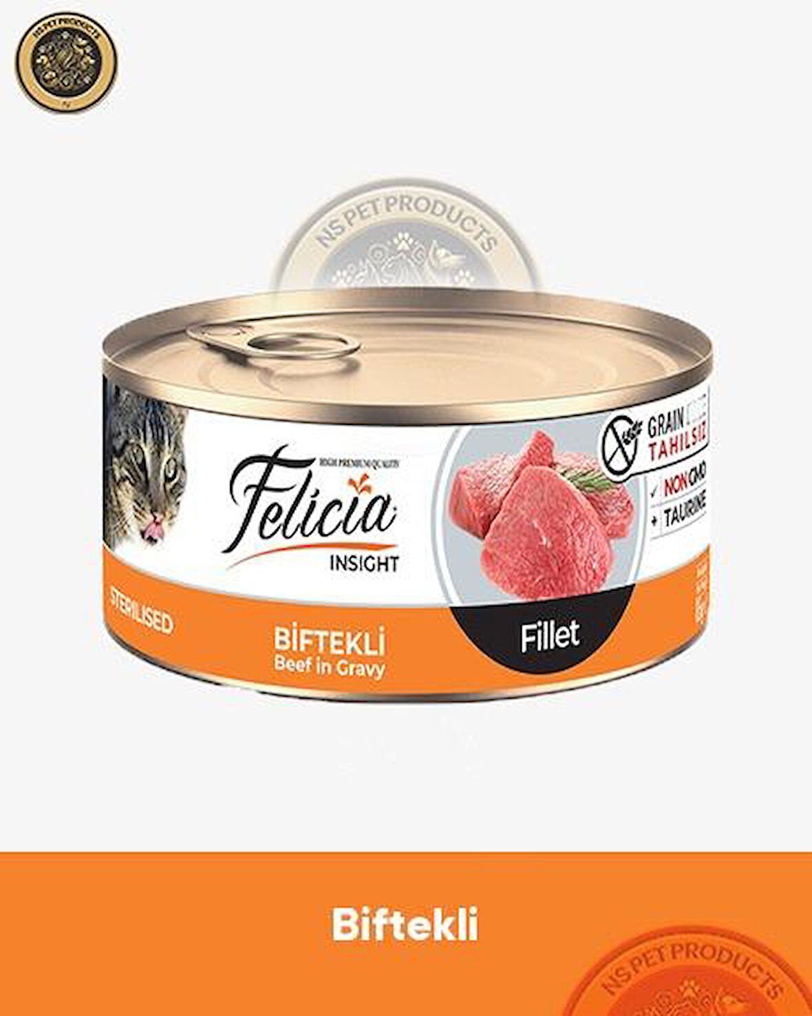 Felicia Kısırlaştırılmış Biftekli Fileto Yetişkin Kedi Konservesi 85gr