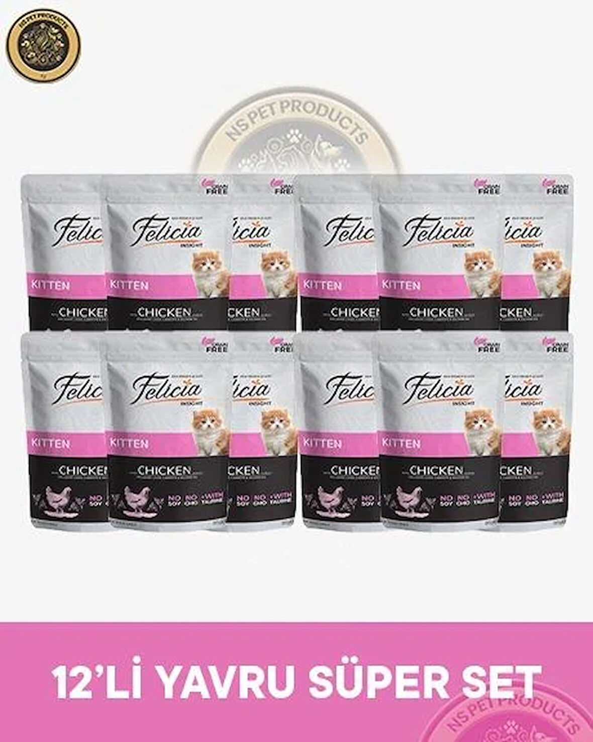 Felicia Pouch Yavru Tavuk Yaş Kedi Maması 12x85gr