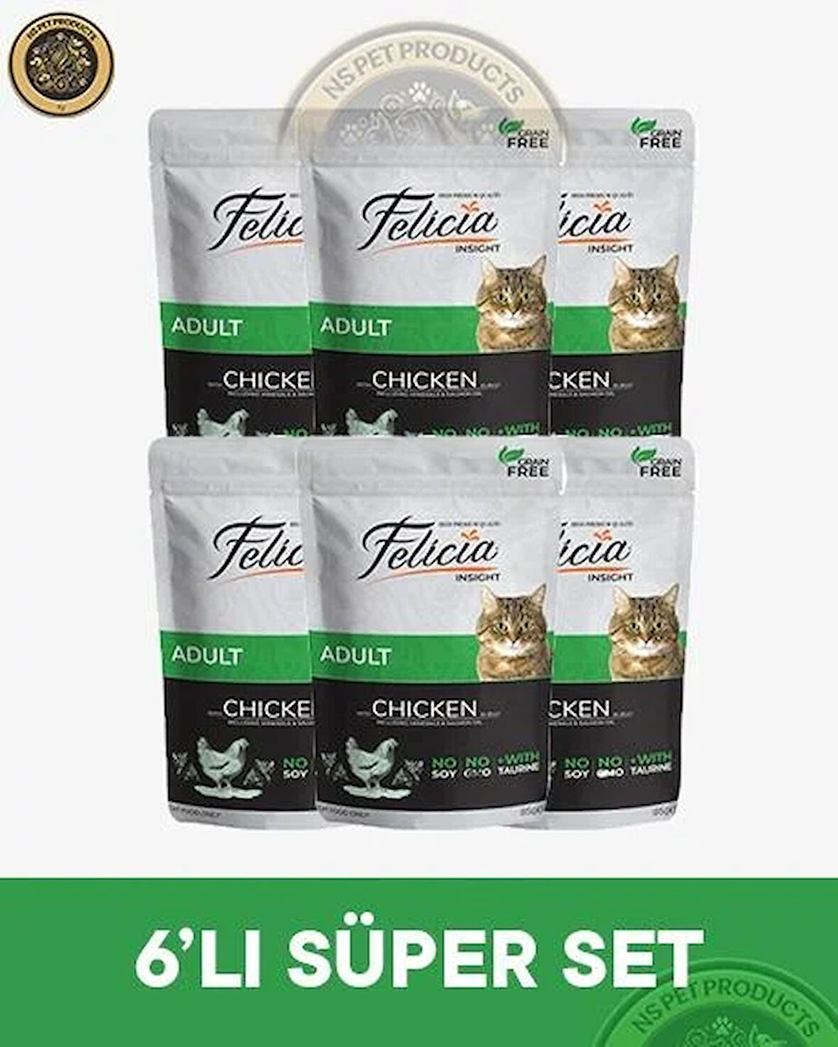 Felicia Pouch Yetişkin Tavuklu Yaş Kedi Maması 6x85gr
