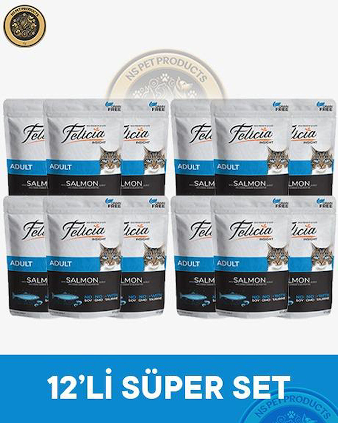 Felicia Pouch Yetişkin Somonlu Yaş Kedi Maması 12x85gr