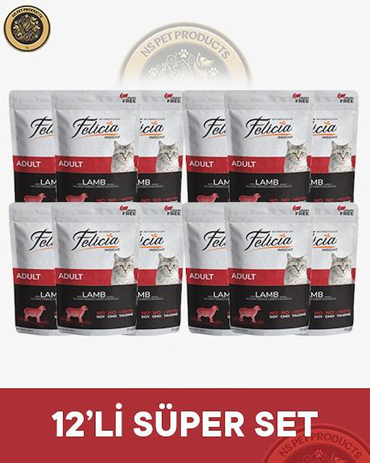 Felicia Pouch Yetişkin Kuzu Etli Yaş Kedi Maması 12x85gr
