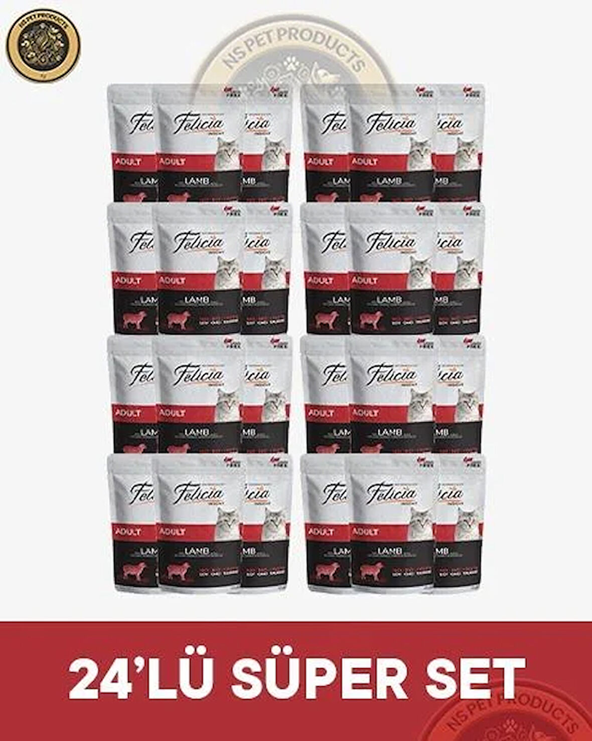 Felicia Pouch Yetişkin Kuzu Etli Yaş Kedi Maması 24x85gr