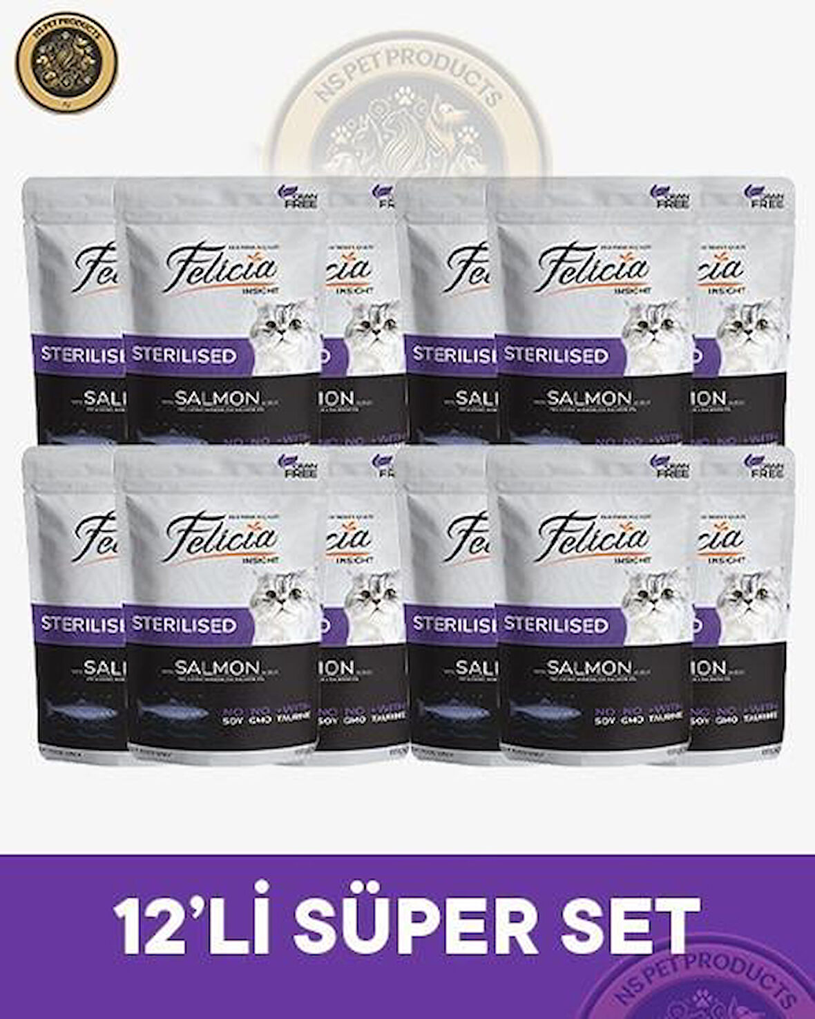 Felicia Pouch Kısırlaştırılmış Somonlu Yaş Kedi Maması 12x85gr