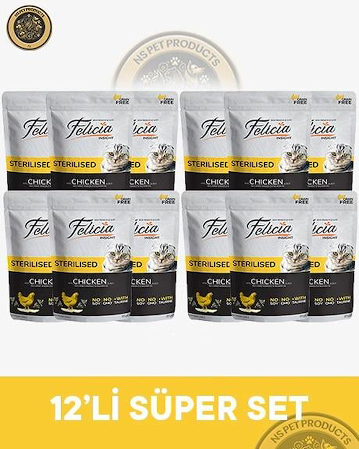 Felicia Pouch Kısırlaştırılmış Tavuklu Yaş Kedi Maması 12x85gr