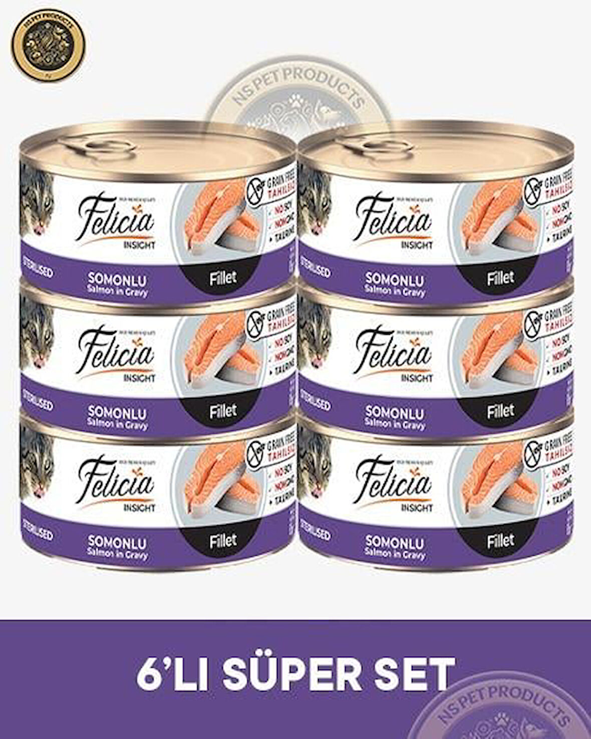 Felicia Kısırlaştırılmış Somonlu Yetişkin Kedi Konservesi 6X85gr