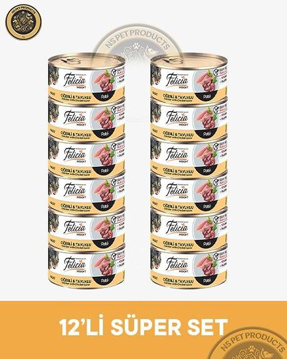 Felicia Ciğerli-Tavuklu Yetişkin Kedi Konservesi 12x85gr