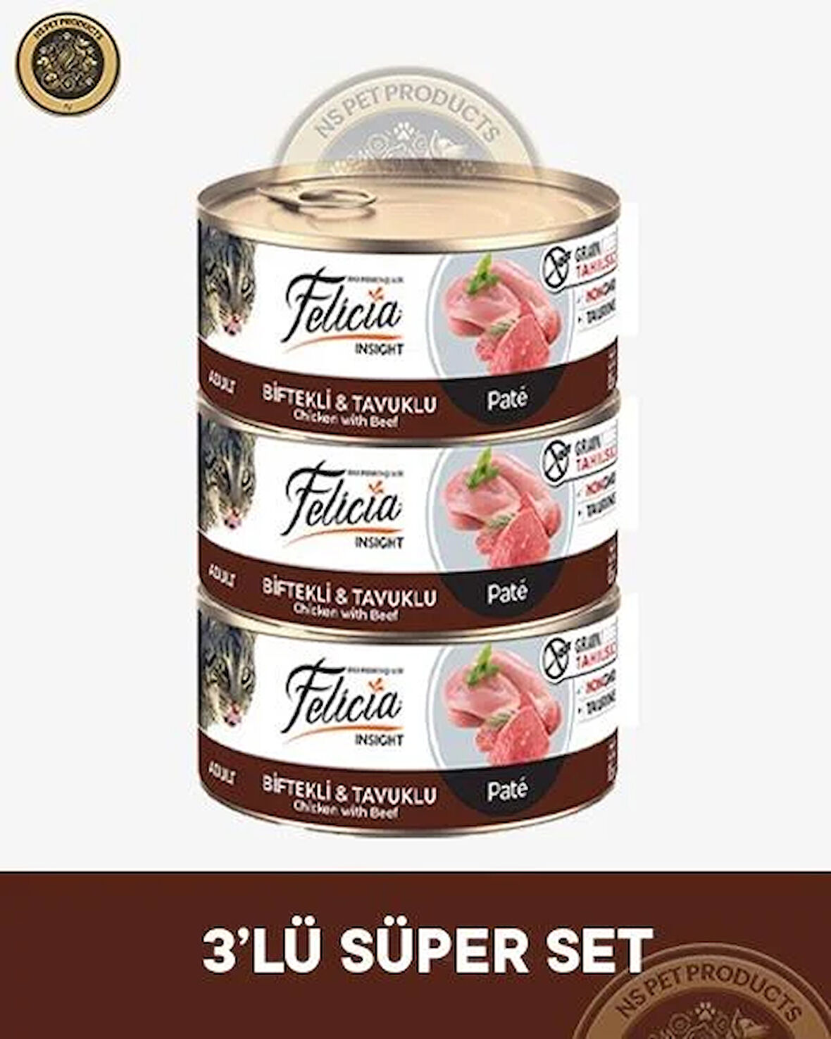 Felicia Biftekli-Tavuklu Yetişkin Kedi Konservesi 3x85gr