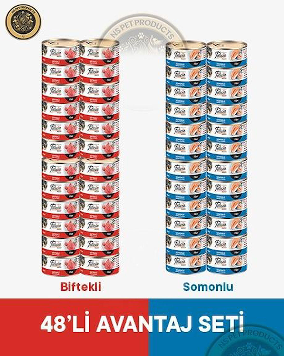 Felicia Biftekli-Somonlu Yetişkin Kedi Konservesi 48x85gr
