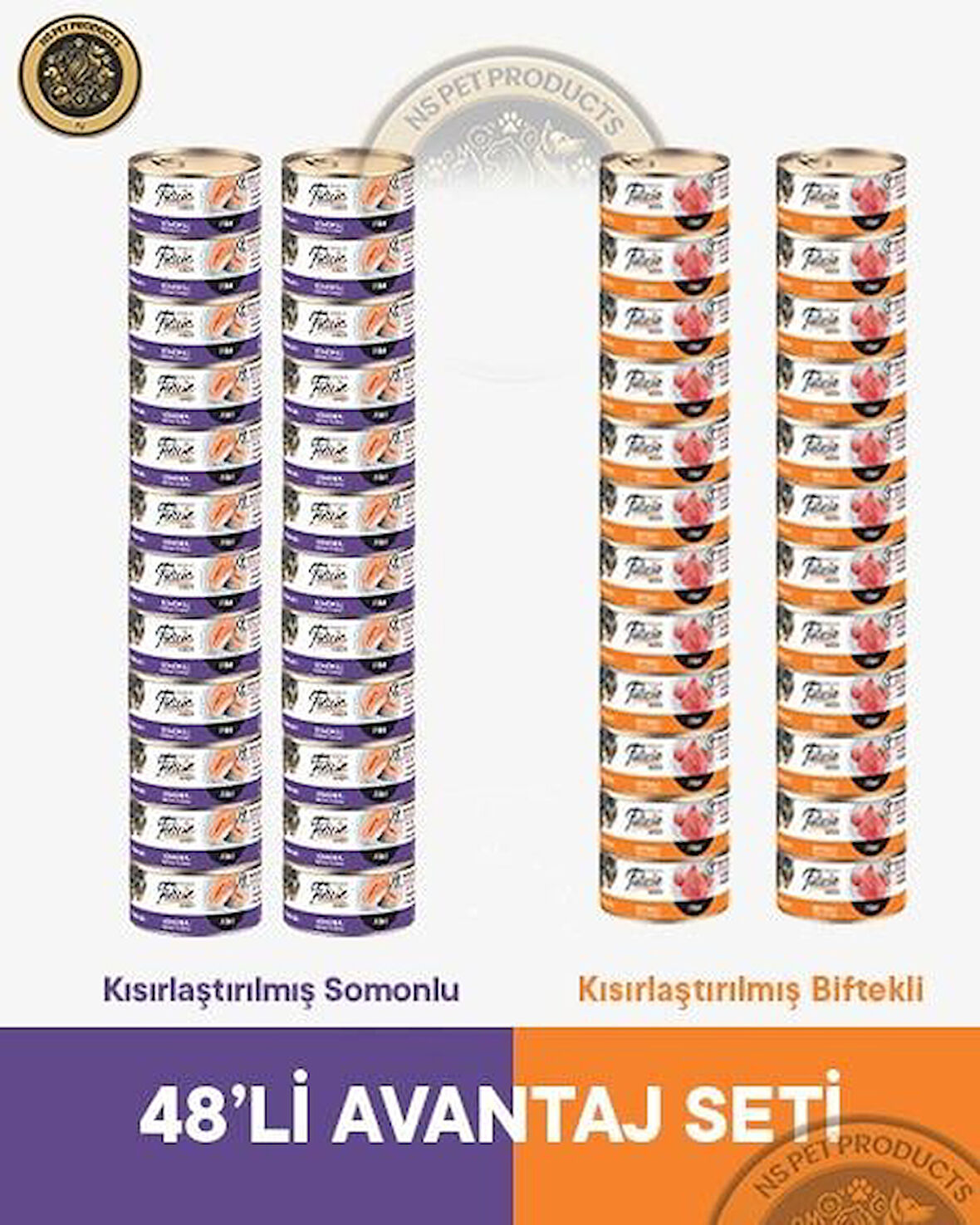 Felicia Kısırlaştırılmış Biftekli-Somonlu Yetişkin Kedi Konservesi 48x85gr