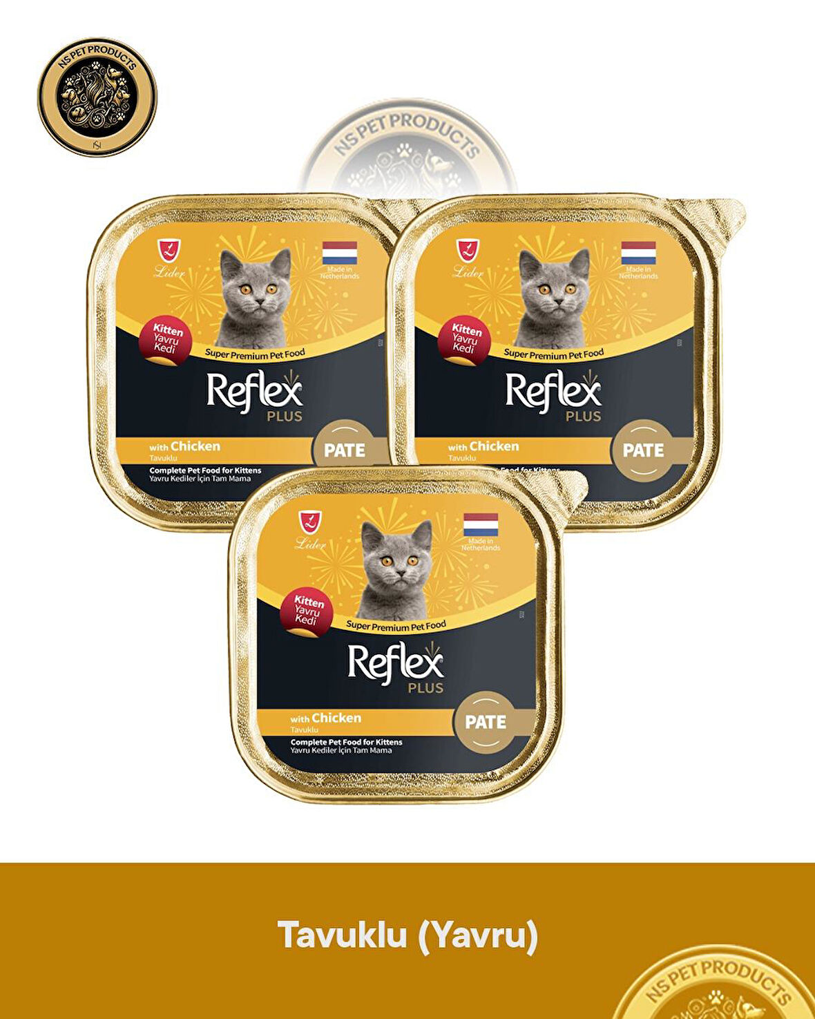 Reflex Plus Pate Tavuklu Yavru Kedi Maması – 3 × 85 g