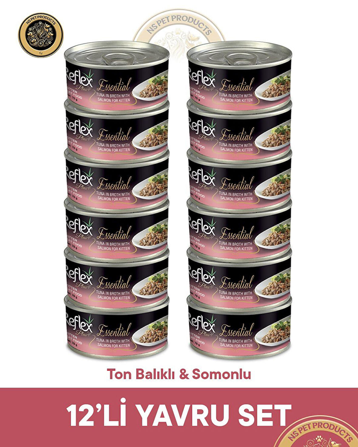 Reflex Plus Essential Yavru Kedi Ton Balıklı Somonlu - 12x70gr