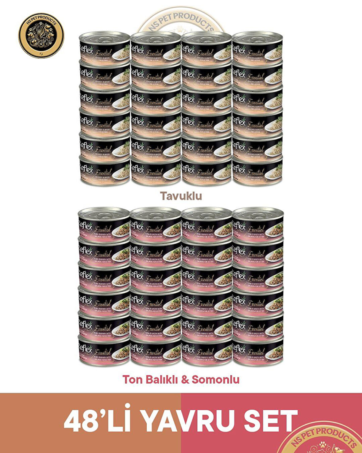 Reflex Plus Essential Yavru Kedi Ton-Somon ve Tavuklu - 48x70gr