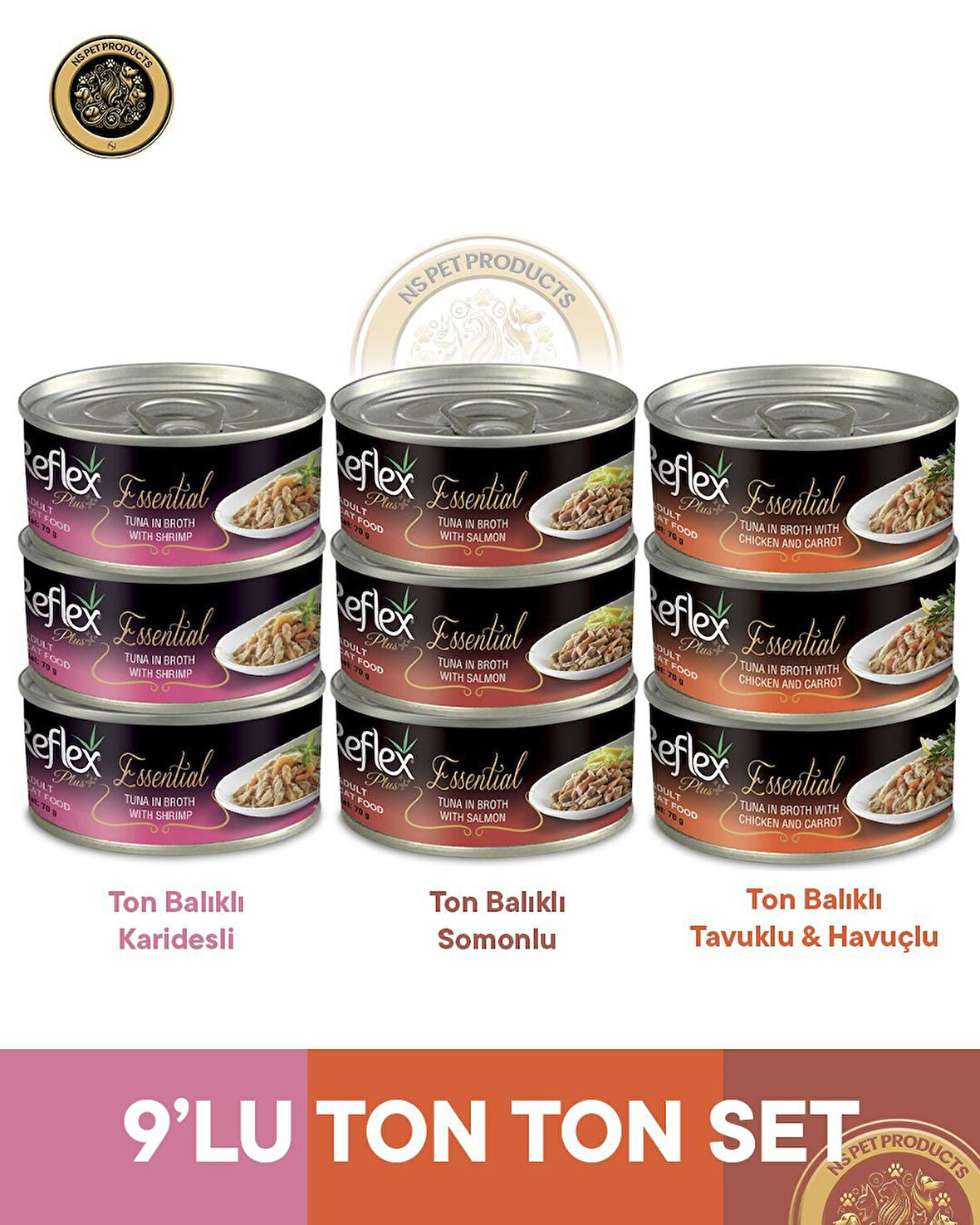 Reflex Plus Essential Ton Balıklı-Karışık Ton Ton Set - 9x70 gr