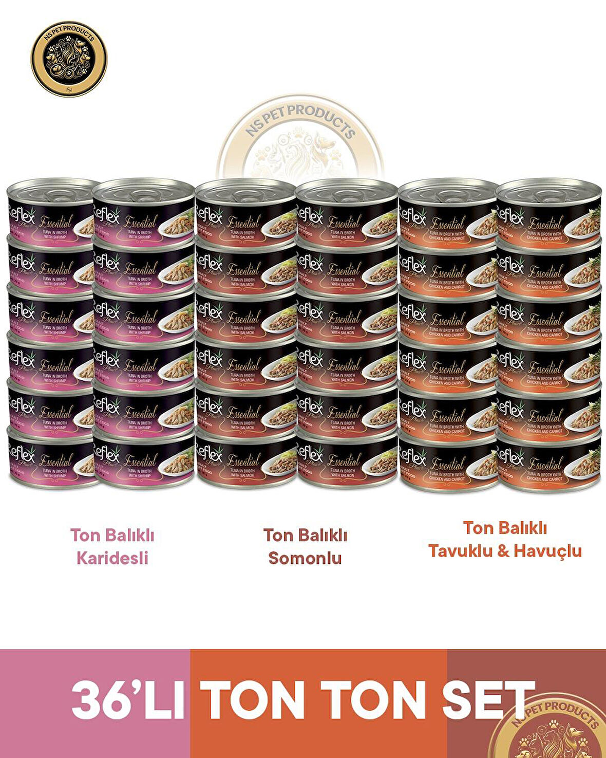 Reflex Plus Essential Ton Balıklı-Karışık Ton Ton Set - 36x70 gr