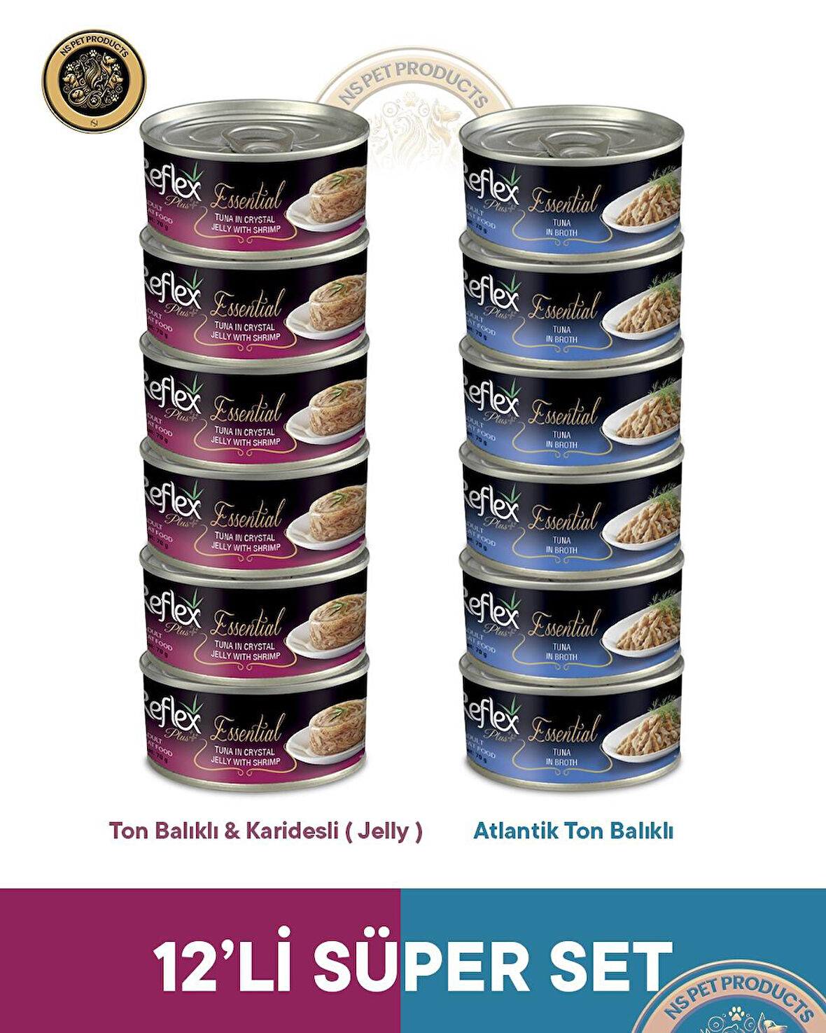 Reflex Plus Essential Kedi Jöle-Ton-Karides ve Ton Balıklı - 12x70gr