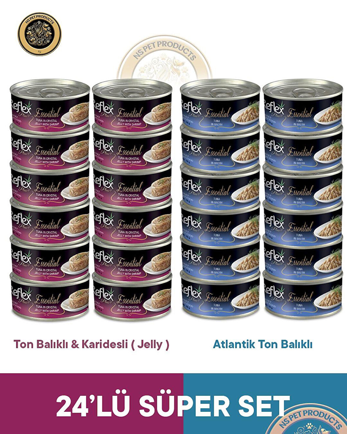 Reflex Plus Essential Kedi Jöle-Ton-Karides ve Ton Balıklı - 24x70gr