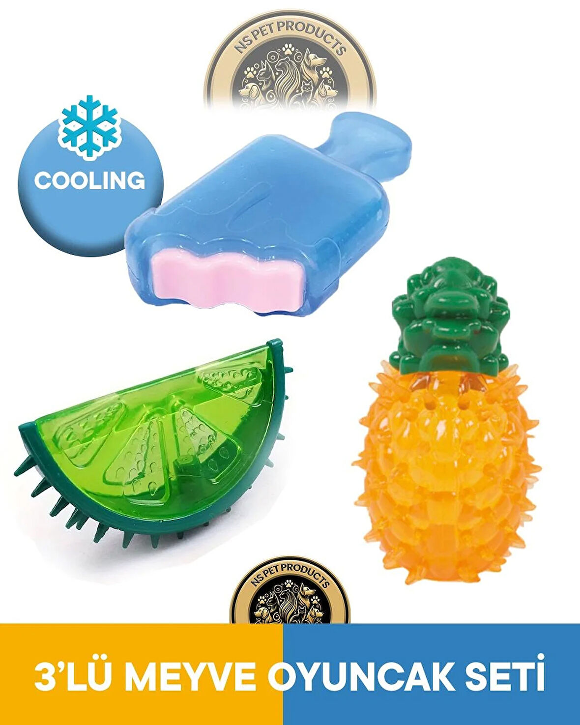 M-Pets Cooling Pineapple-Frisko-Lime Köpek Oyuncağı 3'lü Set