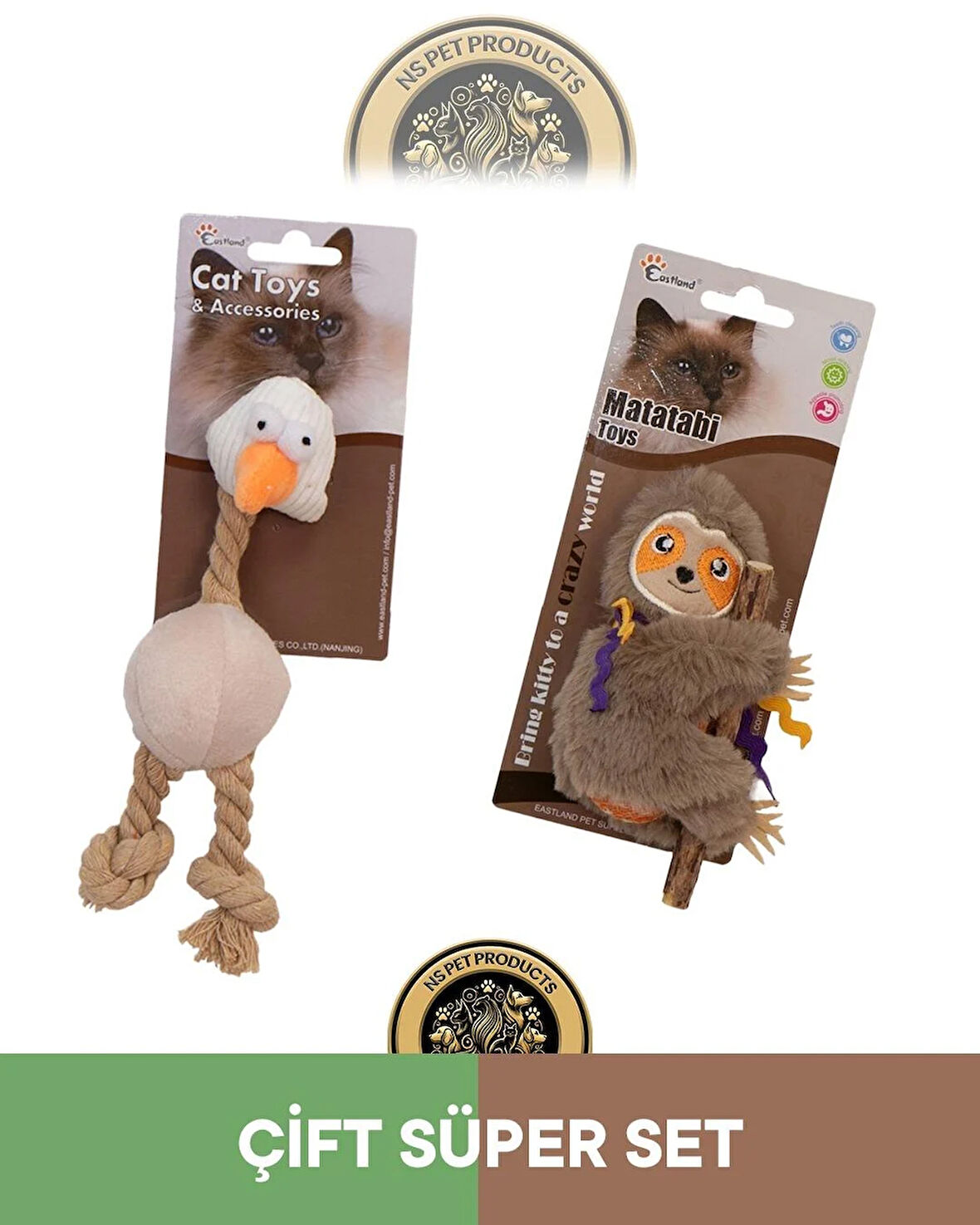 Eastland Catnipli Peluş Tavuk-Tembel Hayvan Oyuncak 2'li Set