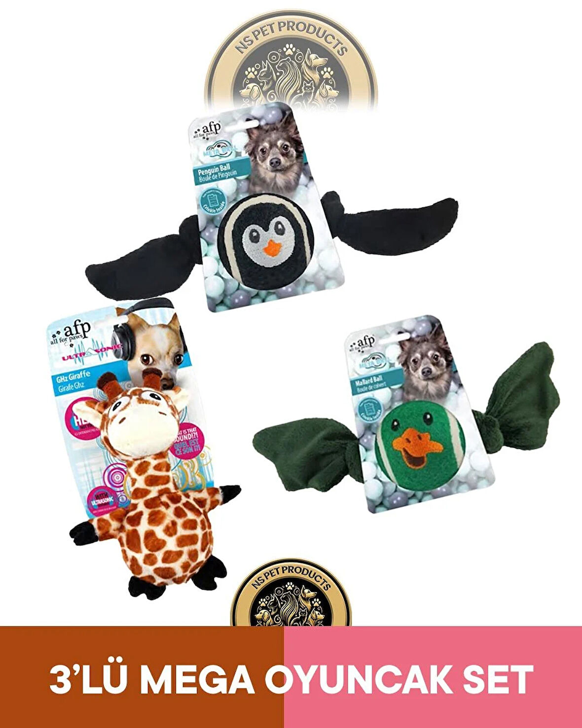Meta Ball Penguen-Ördek-Ultrasonik Zürafa Oyuncak 3'lü Set