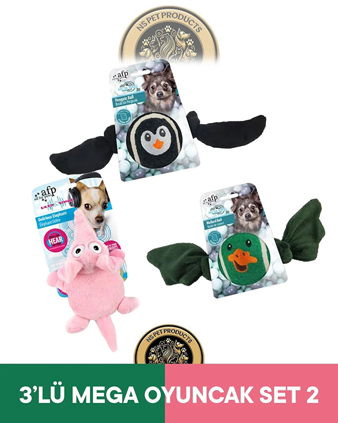 Meta Ball Penguen-Ördek-Ultrasonik Fil Oyuncak 3'lü Set