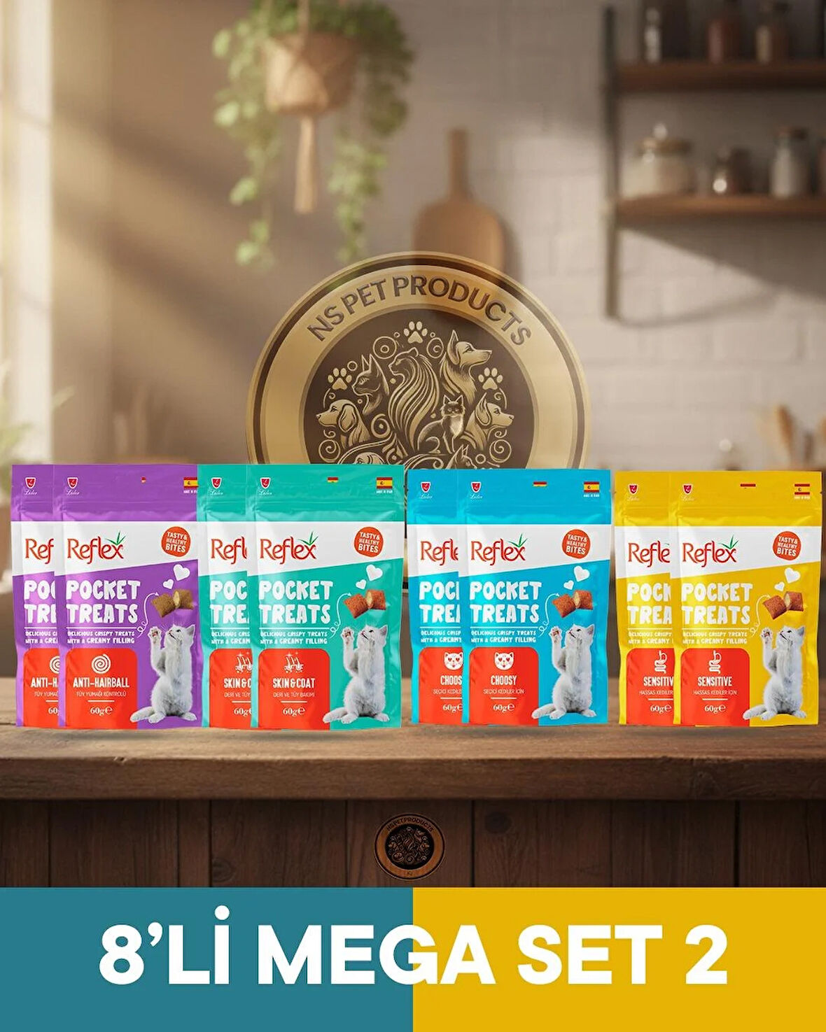 Reflex Pocket Treats 8'li Kedi Ödül Maması Seti 8x70g