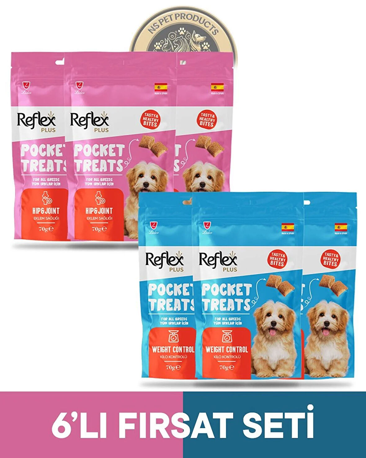 Reflex Pocket Treats 6'lı Köpek Ödül Maması Fırsat Set 6x70gr