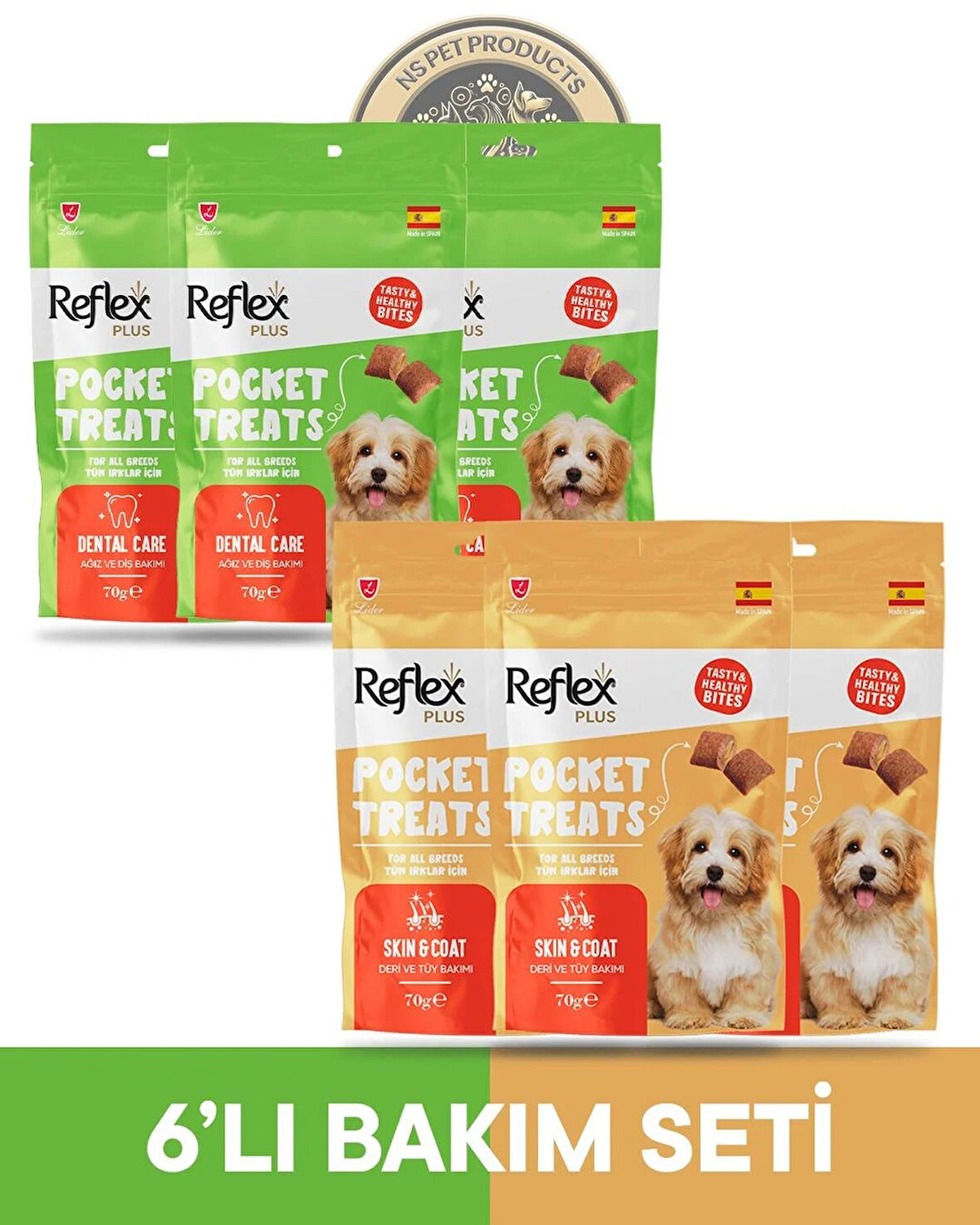 Reflex Pocket Treats 6'lı Köpek Ödül Maması Bakım Set 6x70gr