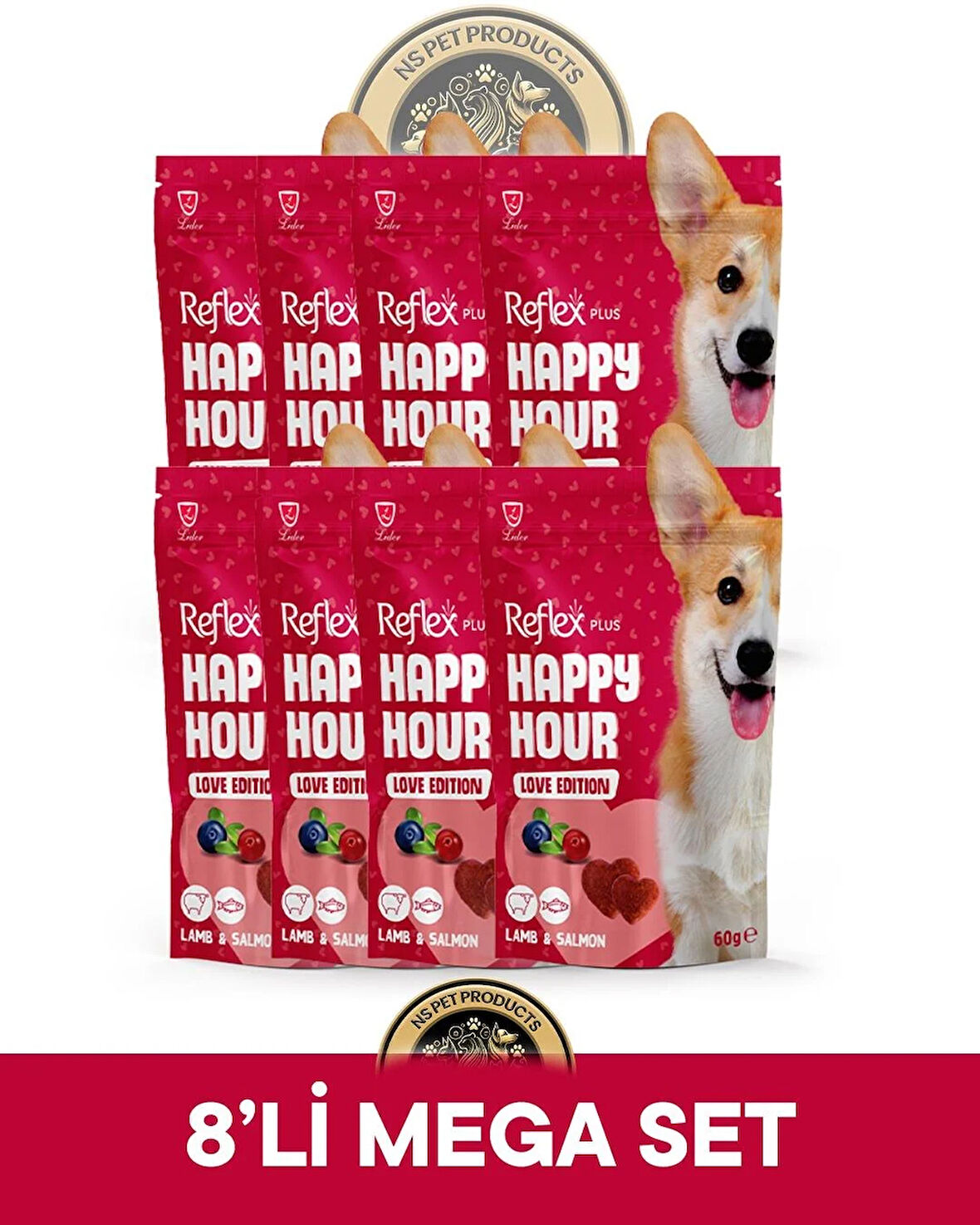 Reflex Plus Happy Hour 8'li Köpek Maması Mega Set 8x60gr
