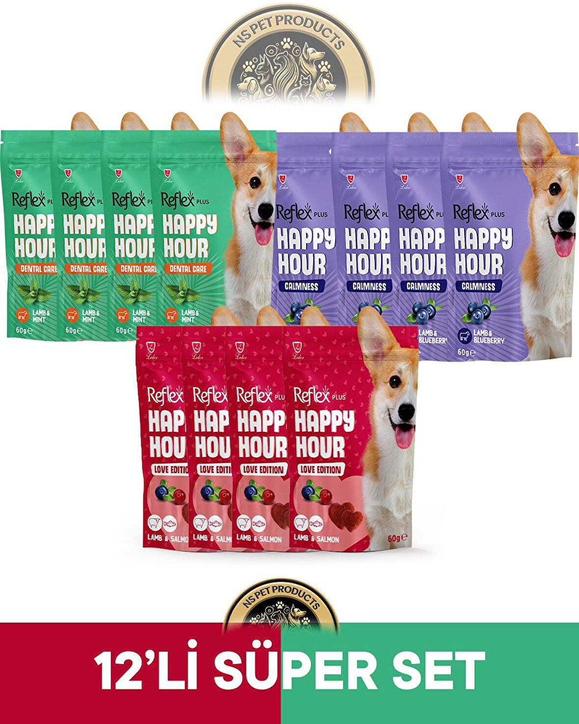 Reflex Plus Happy Hour 12'li Köpek Maması Süper Set 12x60gr