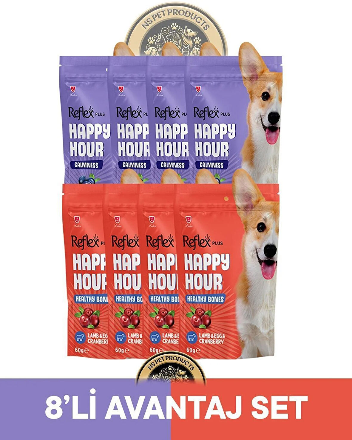 Reflex Plus Happy Hour 8'li Köpek Maması Avantaj Set 2 / 8x60gr