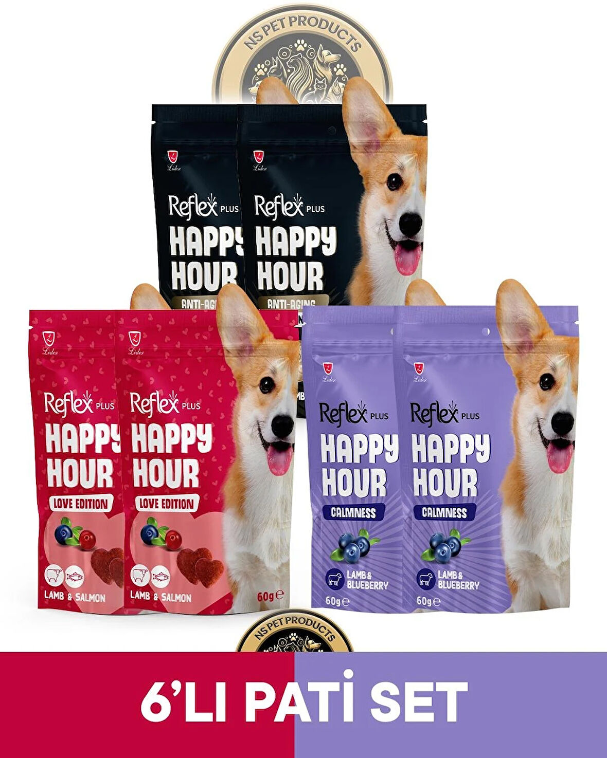 Reflex Plus Happy Hour 6'lı Köpek Maması Pati Set 6x60gr