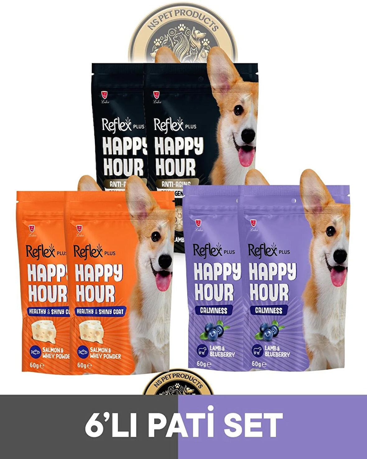 Reflex Plus Happy Hour 6'lı Köpek Maması Pati Set 2 / 6x60gr