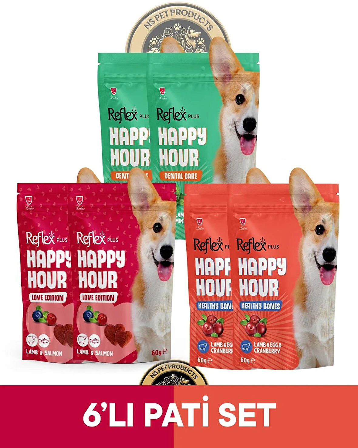 Reflex Plus Happy Hour 6'lı Köpek Maması Pati Set 3 / 6x60gr