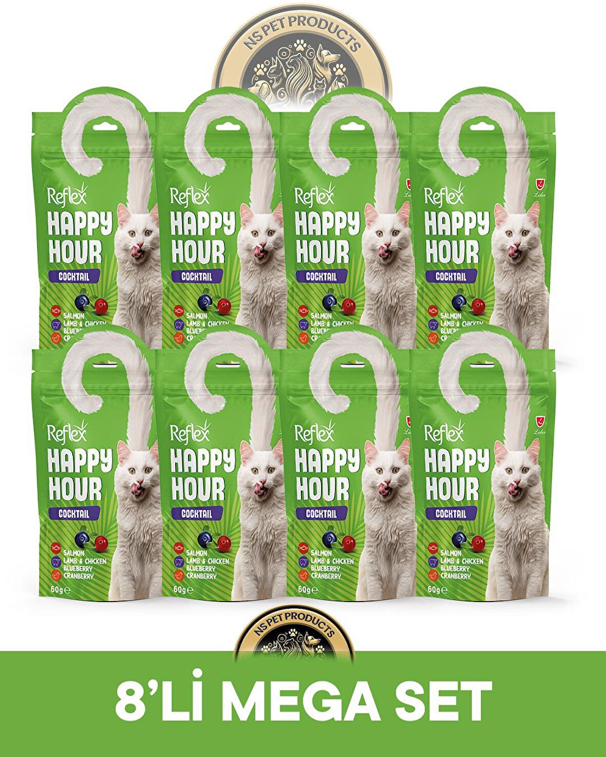 Reflex Plus Happy Hour 8'li Kedi Maması Mega Set 6 / 8x60gr