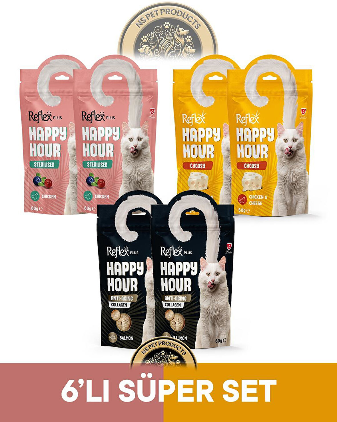 Reflex Plus Happy Hour 6'li Kedi Maması Süper Set 6x60gr
