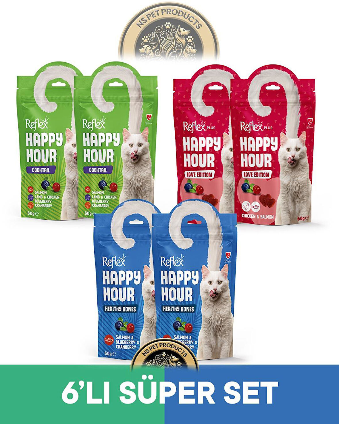 Reflex Plus Happy Hour 6'li Kedi Maması Süper Set 3 / 6x60gr