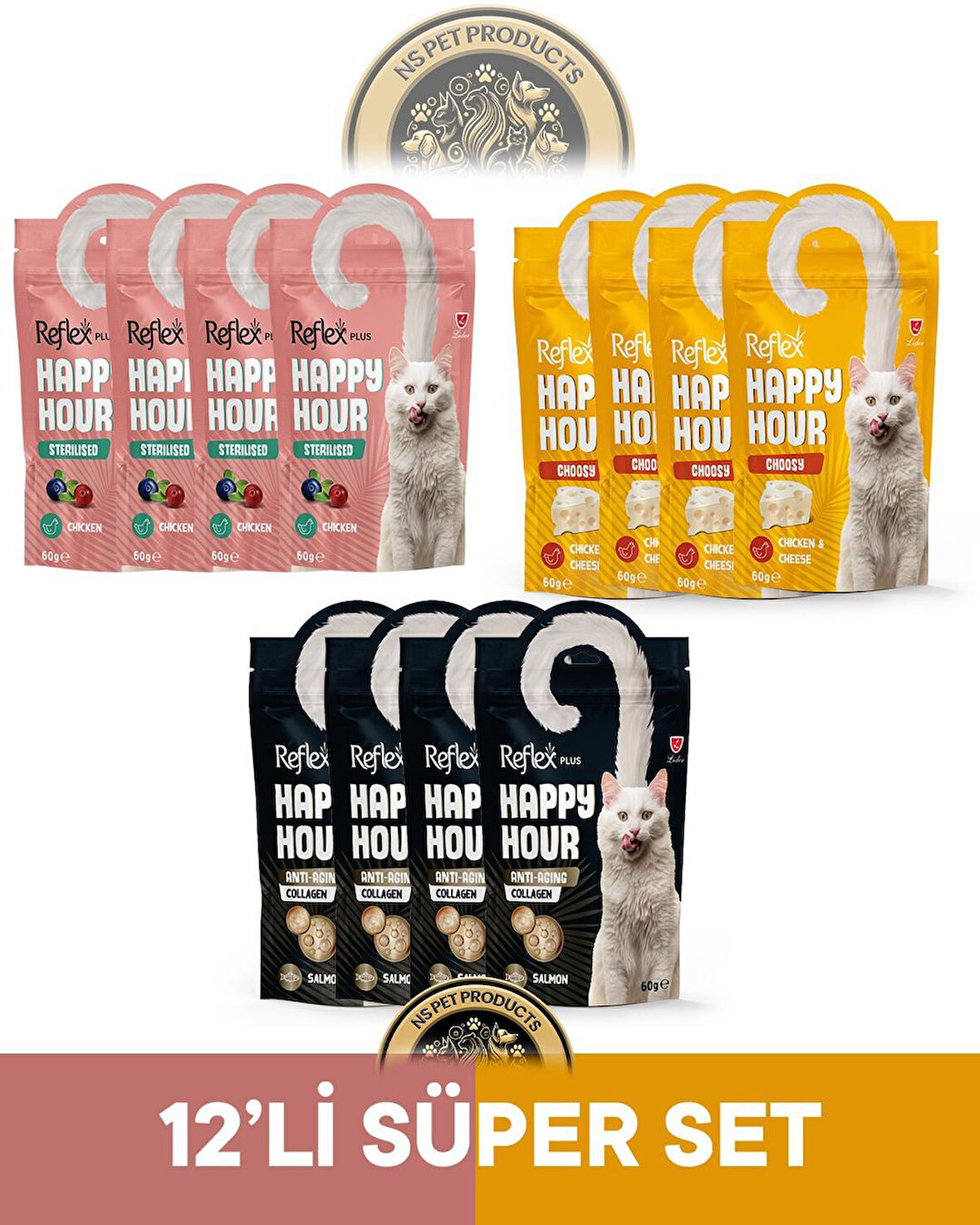 Reflex Plus Happy Hour 12'li Kedi Maması Süper Set 12x60gr