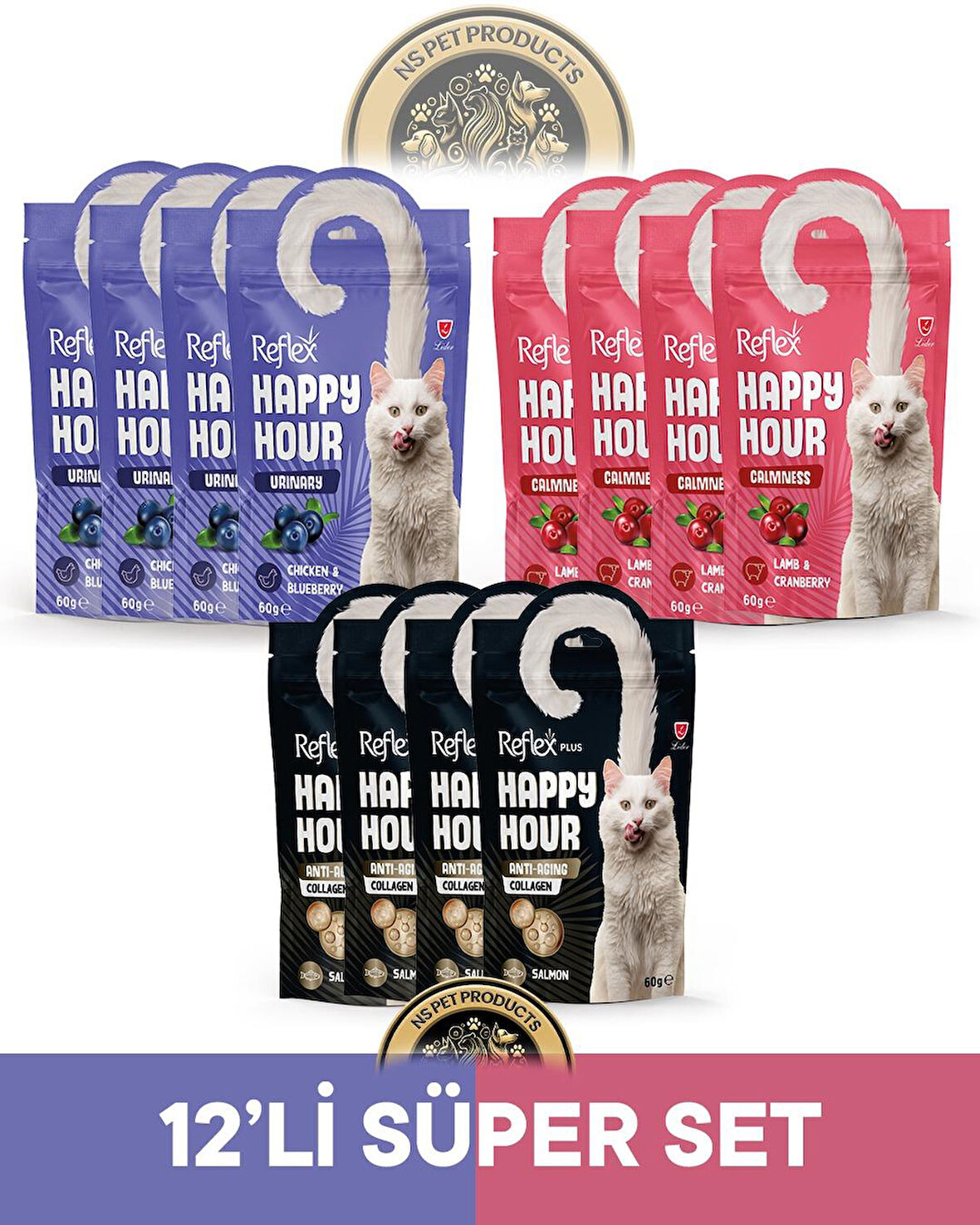 Reflex Plus Happy Hour 12'li Kedi Maması Süper Set 2 / 12x60gr