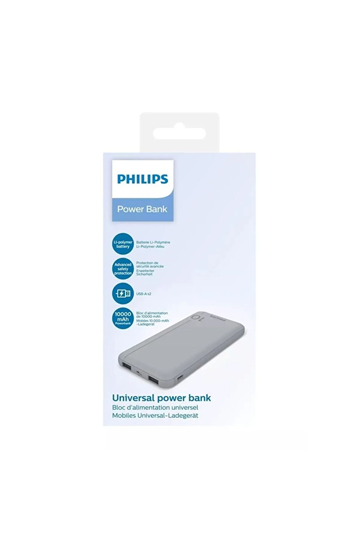 Philips Ontech - Dlp1810cv 10.000 Mah Powerbank 2xusb-a 2.1a Usb-c Çıkış Gümüş