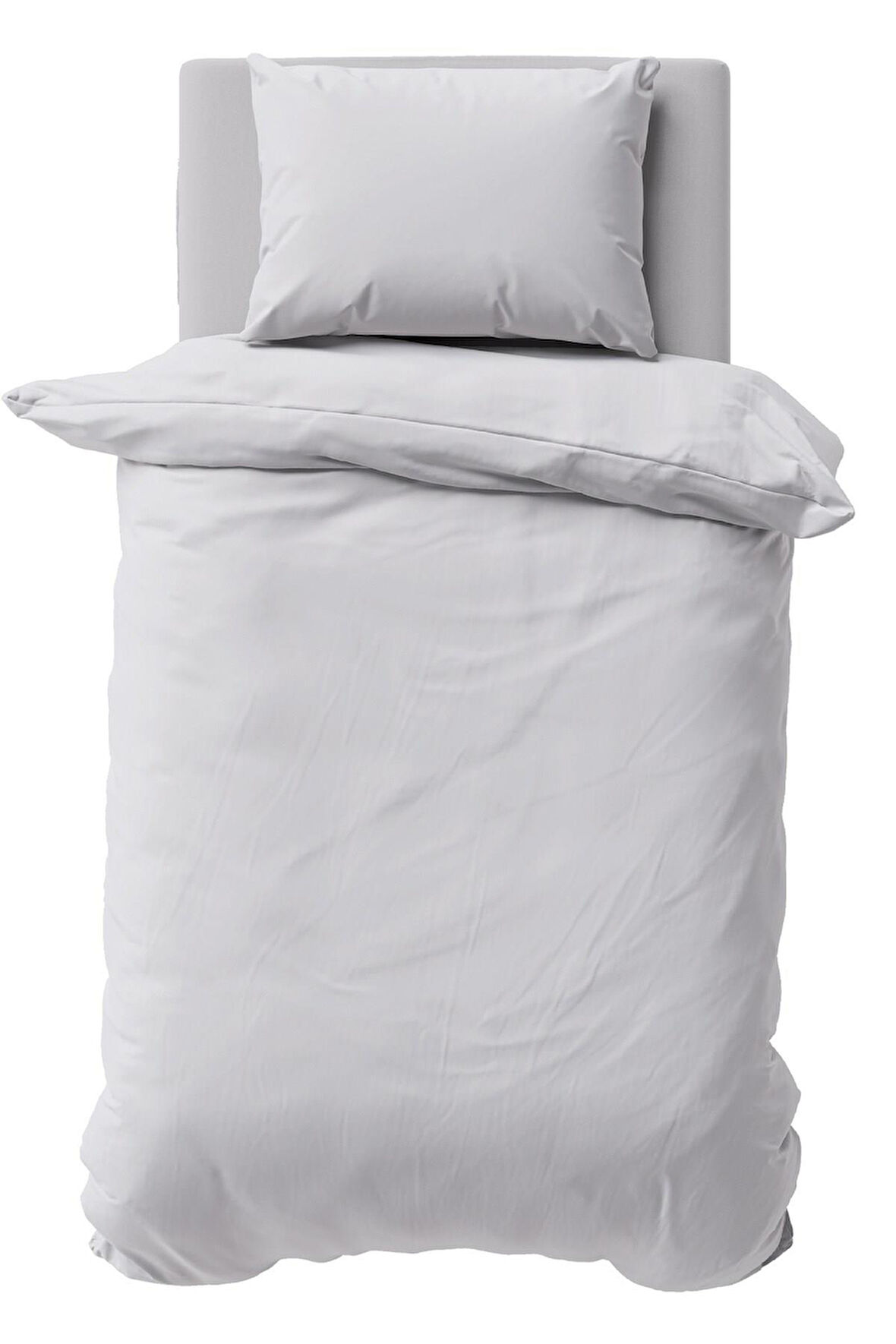 Maki Home %100 Pamuklu Açık Gri 160x220+50x70 Tek Kişilik Nevresim ve Yastık Kılıfı Seti