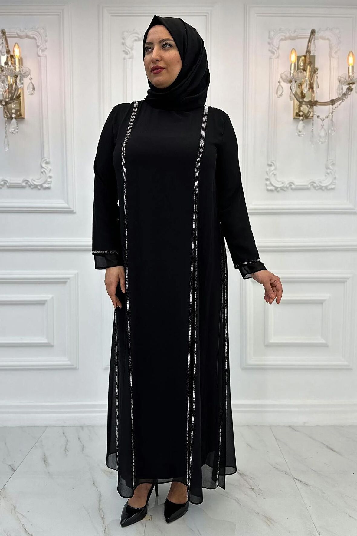 Amine Hüma Lavin Tesettür Abiye Siyah