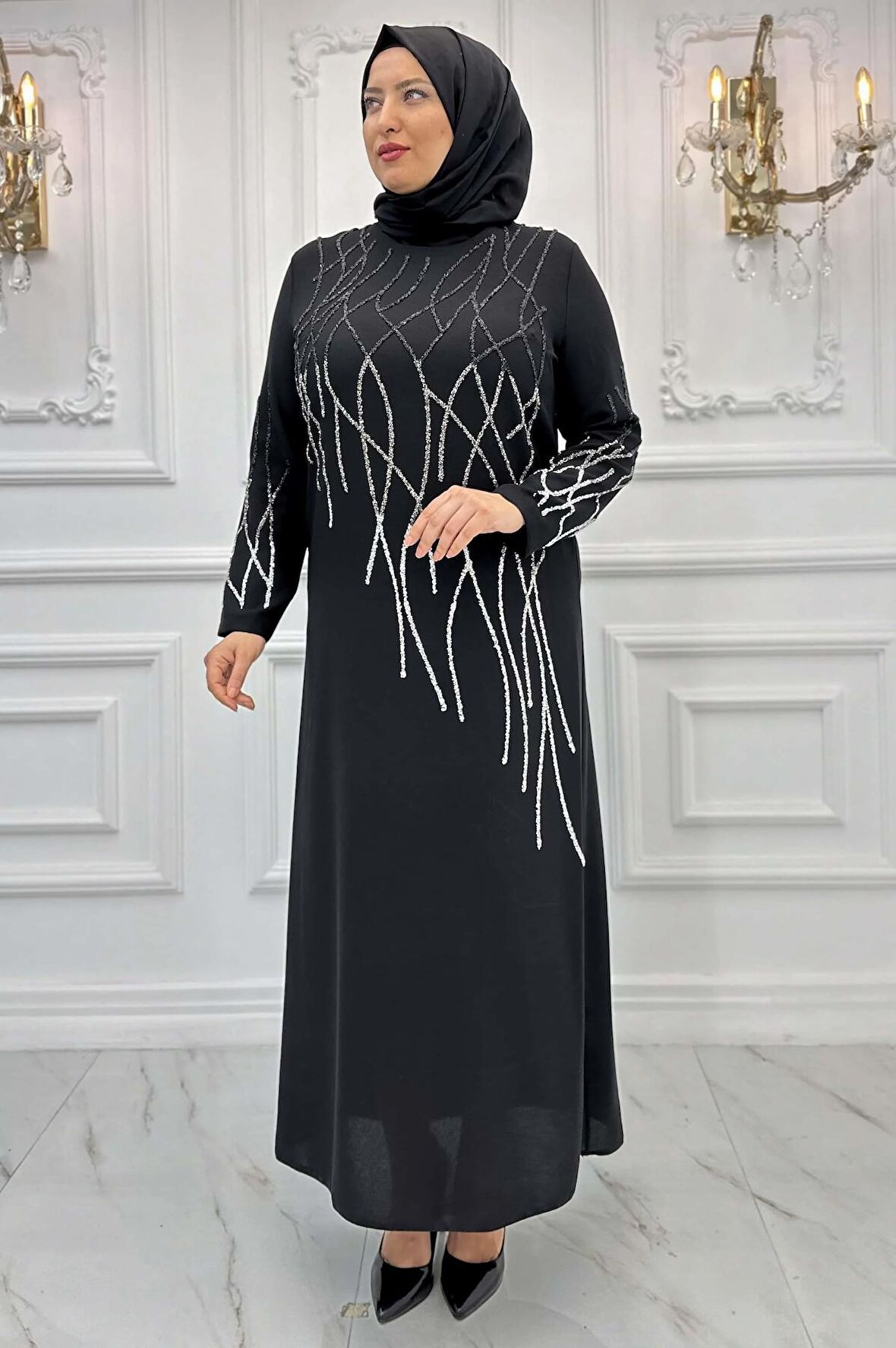 Amine Hüma Berrin Tesettür Abiye Siyah