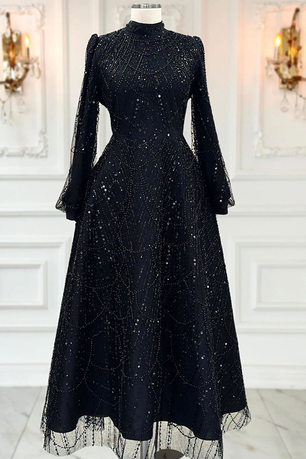 Amine Hüma Karina Abiye Elbise Siyah